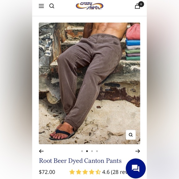 Crazy Shirts Hawaii XL Root Beer Dyed Canton Pants Kliban Cat Embroidery Casual - Picture 2 of 16